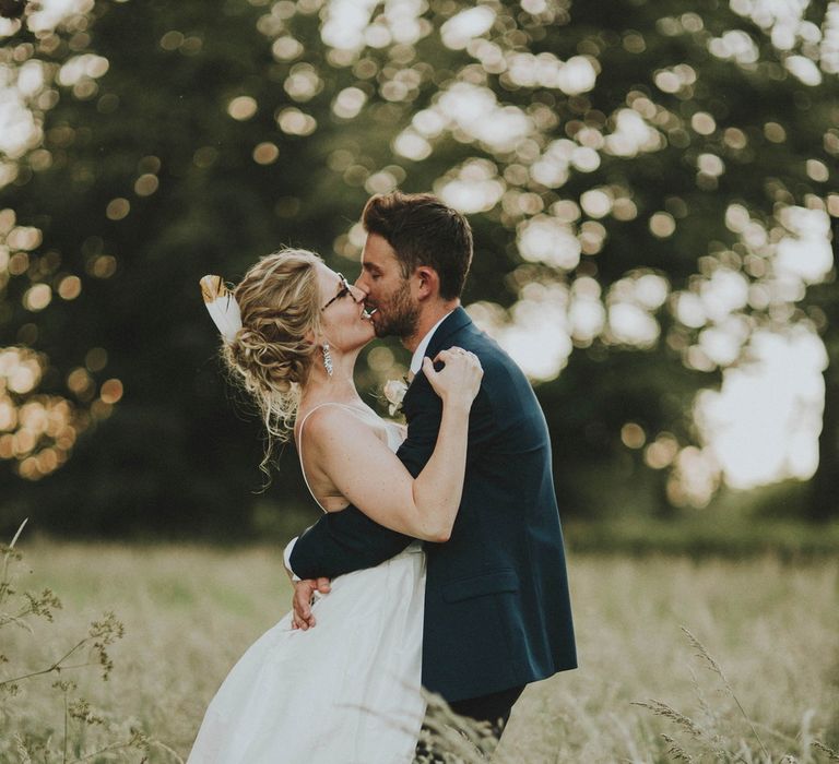 Romantic Field Bride & Groom Portrait