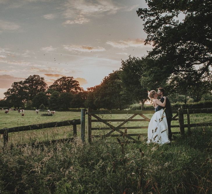 Romantic Field Bride & Groom Portrait