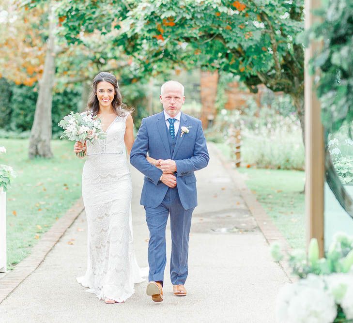 Bride in Lace Gown from Blackburn Bridal | Elegant Pastel Wedding at Gaynes Park, Essex | White Stag Wedding Photography | At Motion Film