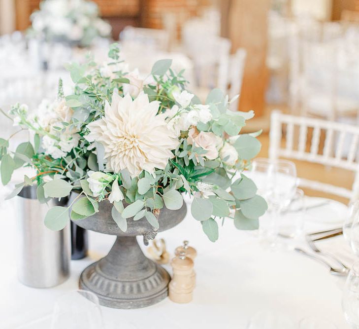 Blush Pink Floral Centrepiece | Elegant Pastel Wedding at Gaynes Park, Essex | White Stag Wedding Photography | At Motion Film