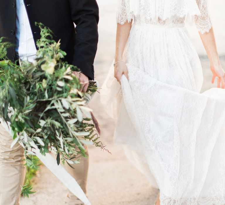 Olive Branch Bouquet by Nina E I Fiori | Romantic Engagement Shoot at Villa Borghese Gardens, Rome by The Wedding Stylist | Cecelina Photography