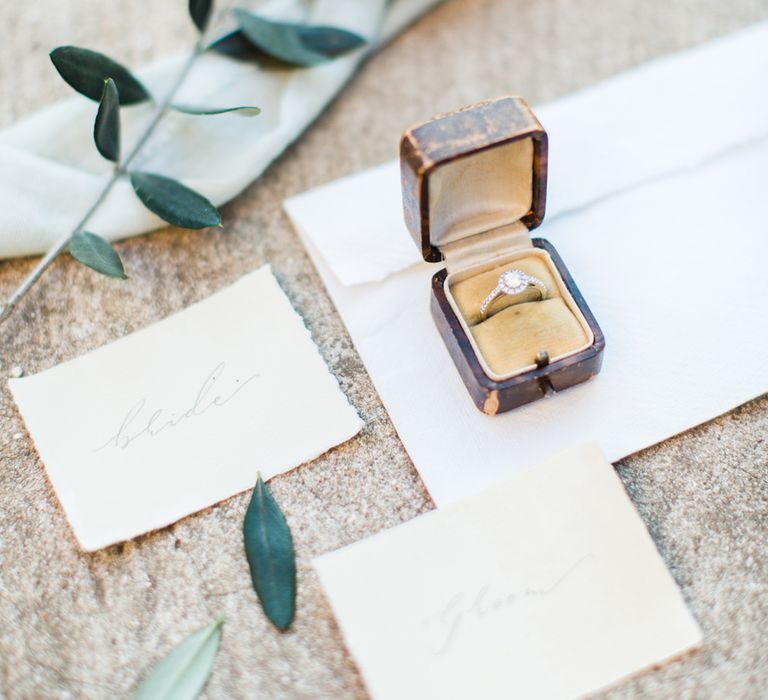 Beautifully Lost Studio Calligraphy | Engagement Ring | Romantic Engagement Shoot at Villa Borghese Gardens, Rome by The Wedding Stylist | Cecelina Photography