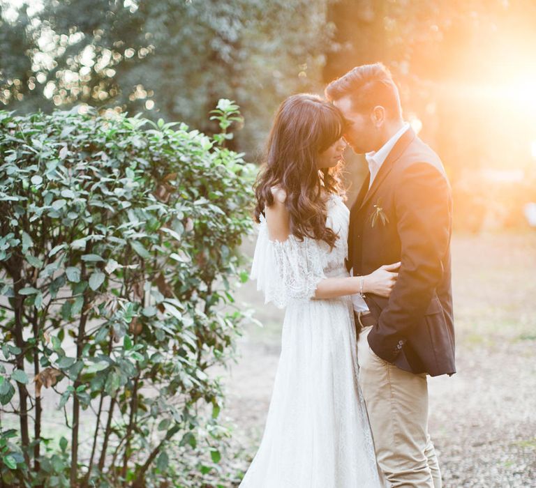 Golden Hour | Bride-to-be in Katya Katya Shehurina Dress | Romantic Engagement Shoot at Villa Borghese Gardens, Rome by The Wedding Stylist | Cecelina Photography