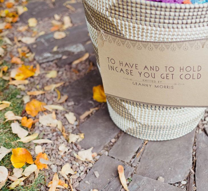 To Have And To Hold Incase You Get Cold Blanket Box | Outdoor Wedding at Dewsall Court Oxfordshire | Claudia Rose Carter Photography | Costa Sister Productions