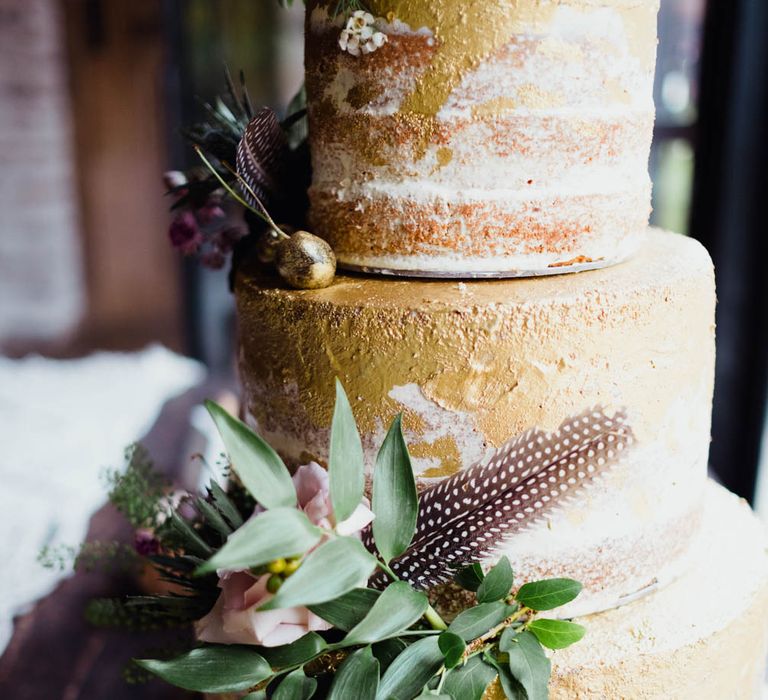 Semi Naked Wedding Cake | Outdoor Wedding at Dewsall Court Oxfordshire | Claudia Rose Carter Photography | Costa Sister Productions