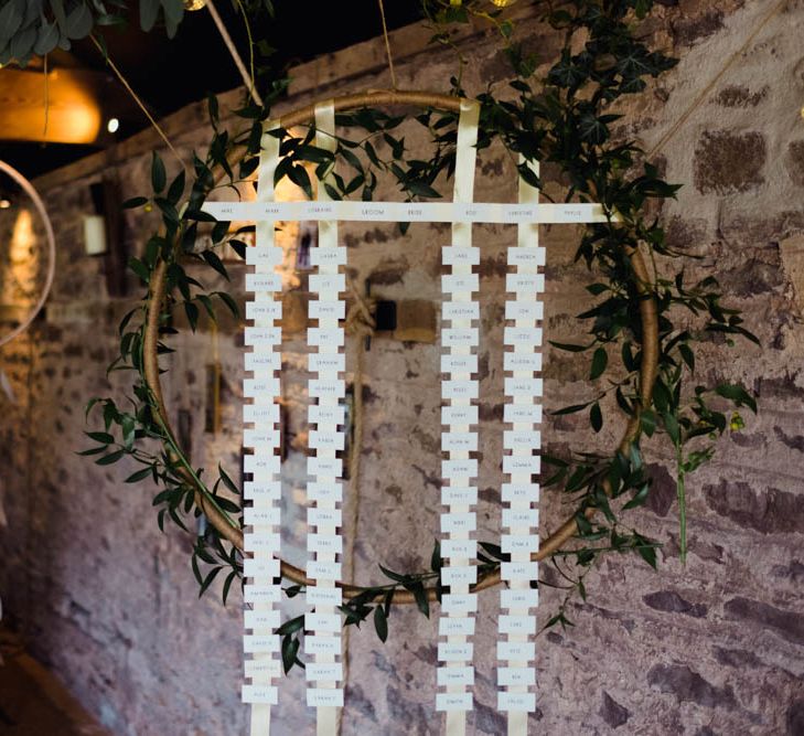 Hoop & Ribbon Table Plan | Outdoor Wedding at Dewsall Court Oxfordshire | Claudia Rose Carter Photography | Costa Sister Productions