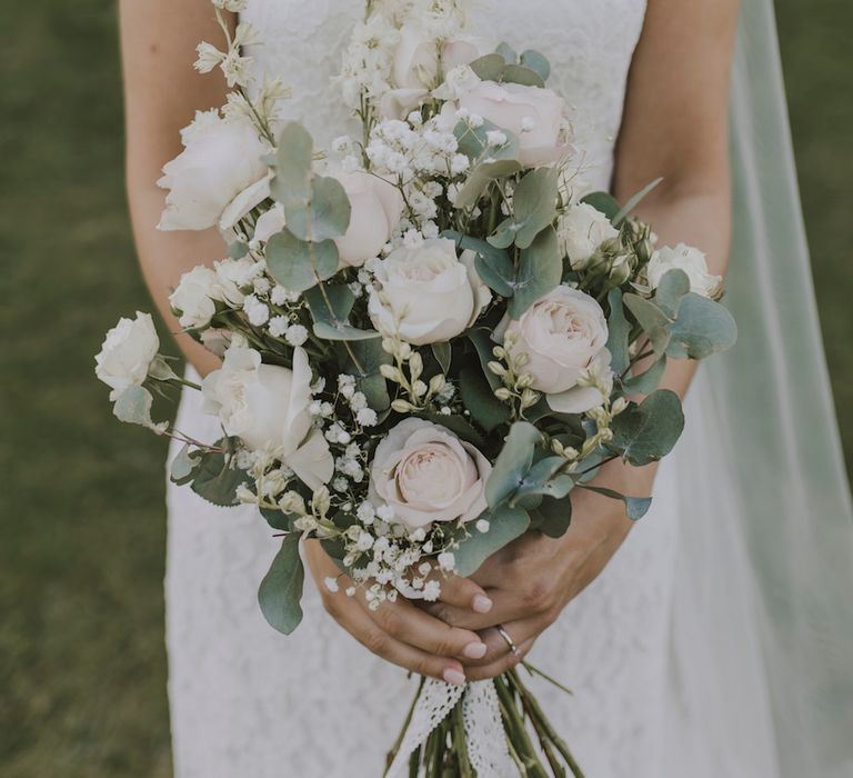 Delicate Pink Rose Bouquet with Eucalyptus & Stocks