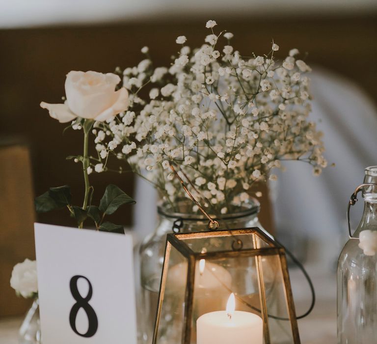 Table Centrepiece with Gypsophila in a Bottle