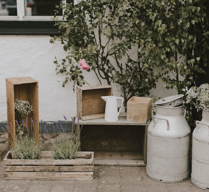 Milk Churns, Crates & Pitcher Jugs Wedding Decor