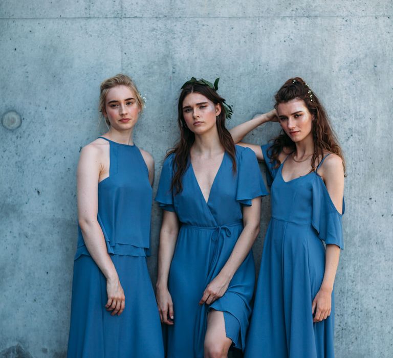 <a href="https://wearerewritten.com/" target="_blank">Rewritten</a> Bridesmaids Dresses In Bluebell