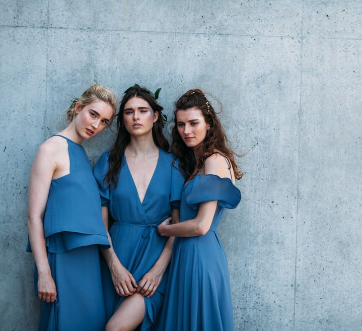 <a href="https://wearerewritten.com/" target="_blank">Rewritten</a> Bridesmaids Dresses In Bluebell