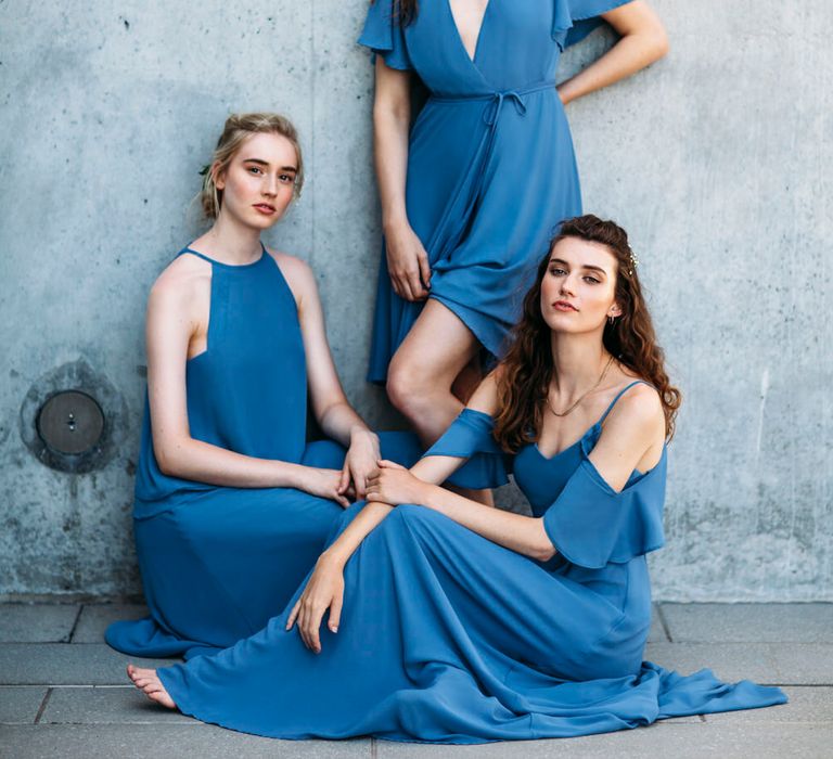 <a href="https://wearerewritten.com/" target="_blank">Rewritten</a> Bridesmaids Dresses In Bluebell