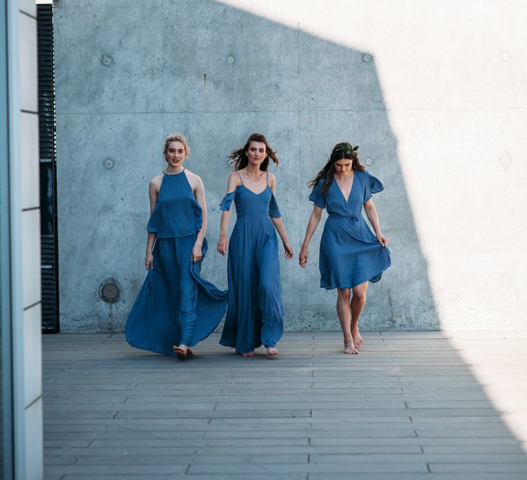 <a href="https://wearerewritten.com/" target="_blank">Rewritten</a> Bridesmaids Dresses In Bluebell