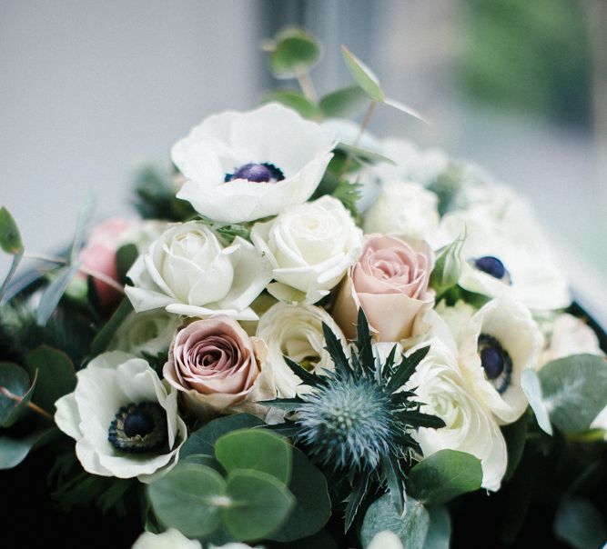 White Anemone & Rose Wedding Flowers