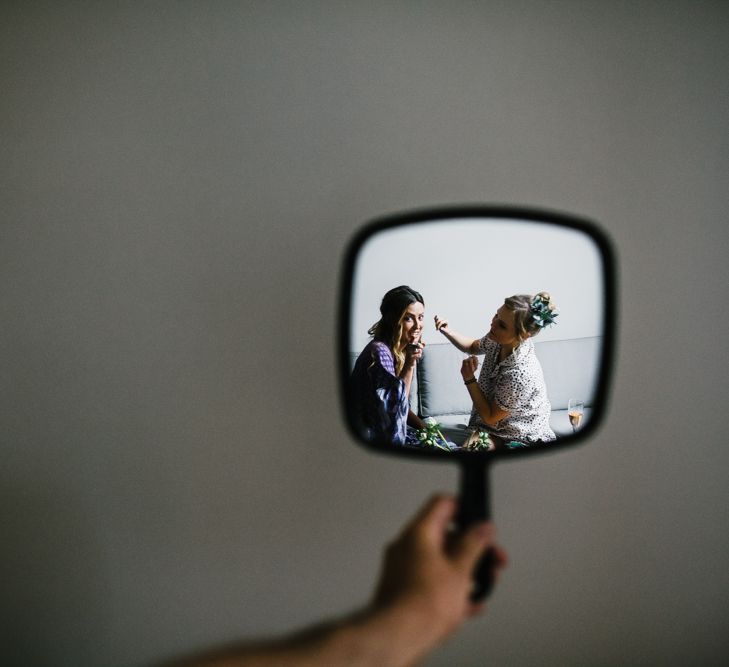 Delphine Manivet Bride With Bridesmaids In Reformation & Stylish London Wedding At Town Hall Hotel With Groom In Light Green & Images By Chris Barber