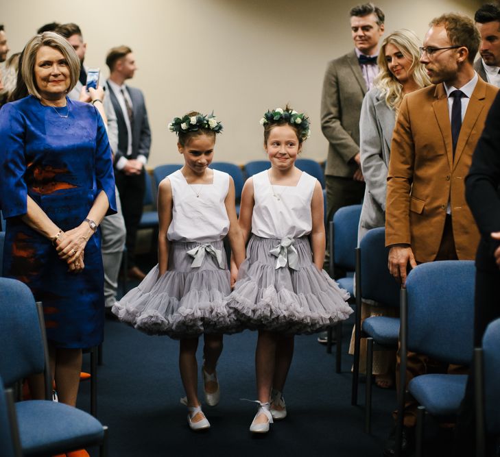 Flower Girls In Grey Tutus