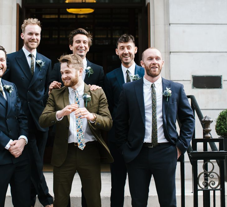 Groom & Groomsmen In Green & Navy