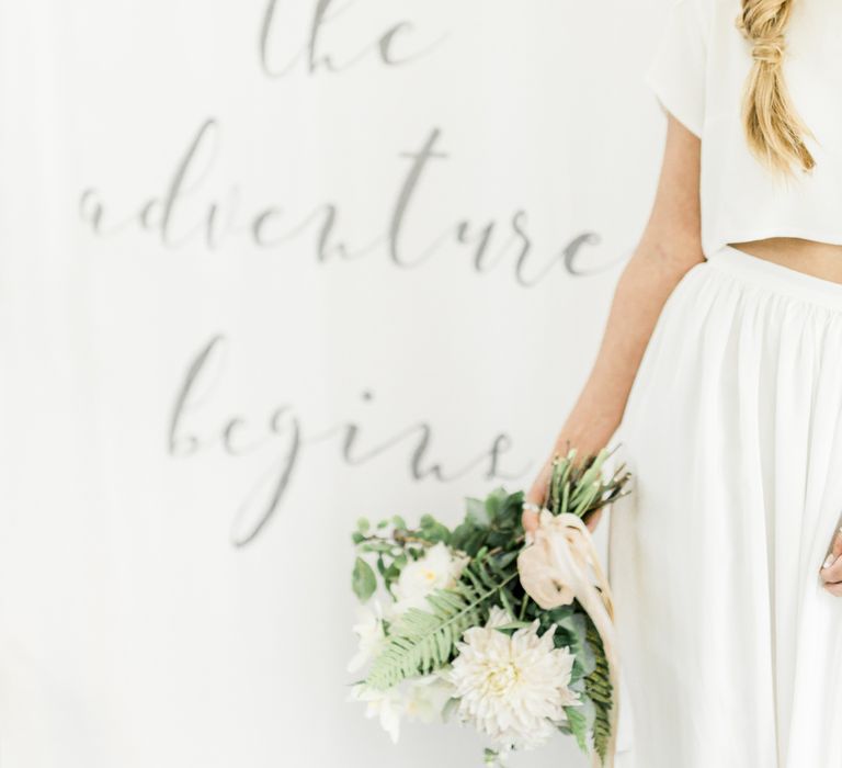 And so The Adventure Begins Altar | Bride in Ailsa Munro Separates | Rivercatcher Intimate Wedding Inspiration | Jade Leung Wedding Design | Heledd Roberts Photography