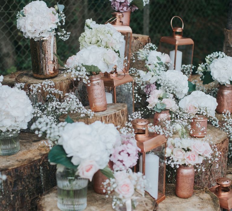 Blush & Copper Details For A Rustic Luxe At Home Wedding With Bridesmaids In Adrianna Pappel & Images From Julia & You Photography