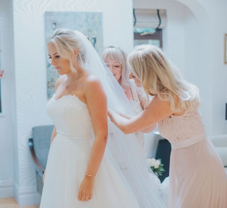 Blush & Copper Details For A Rustic Luxe At Home Wedding With Bridesmaids In Adrianna Pappel & Images From Julia & You Photography