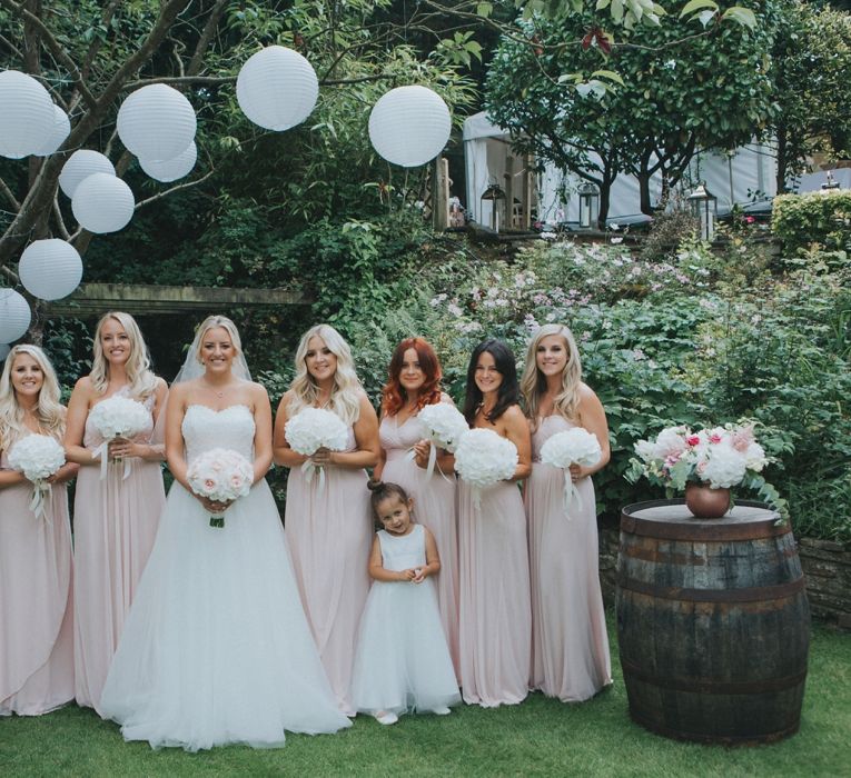 Blush & Copper Details For A Rustic Luxe At Home Wedding With Bridesmaids In Adrianna Pappel & Images From Julia & You Photography