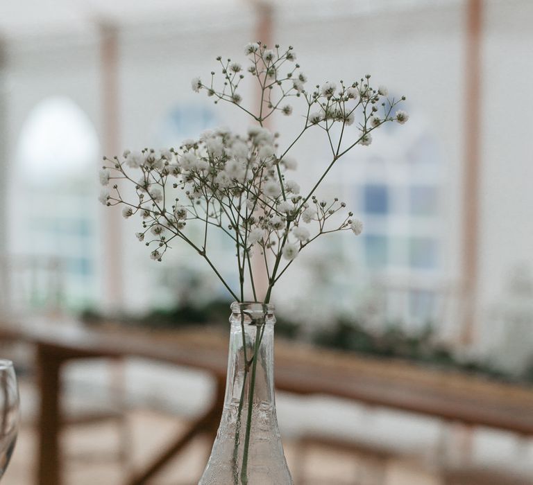 Stylish Usk Castle Wedding With Bride In Flower Crown With Pixie Crop & Bridesmaids In Tonal Blue Lace Dresses With Images From Magda K Photography