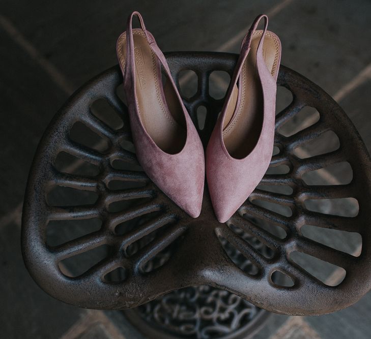 Pink Suede Flats For Bride