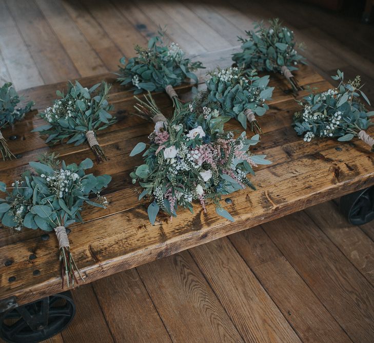 Rustic Foliage Flower Crowns & Bouquets For Wedding Party