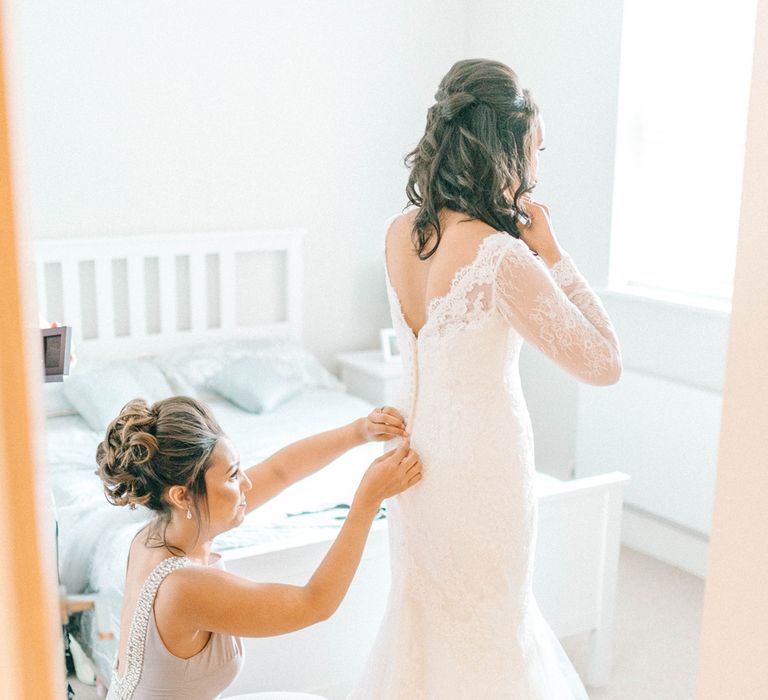 Gorgeous Handmade Pastel Rustic Tipi Wedding At The Gardens Yalding With Bride In Long Sleeved Lace Gown & Images From Sarah Jane Ethan Photography