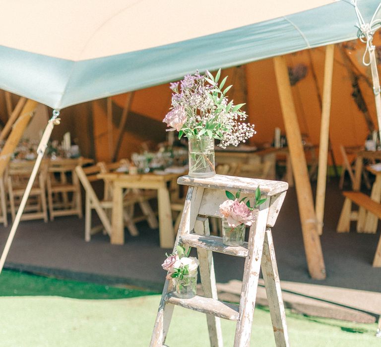 Gorgeous Handmade Pastel Rustic Tipi Wedding At The Gardens Yalding With Bride In Long Sleeved Lace Gown & Images From Sarah Jane Ethan Photography