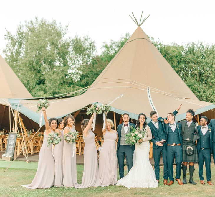 Wedding Party At Rustic Tipi Wedding