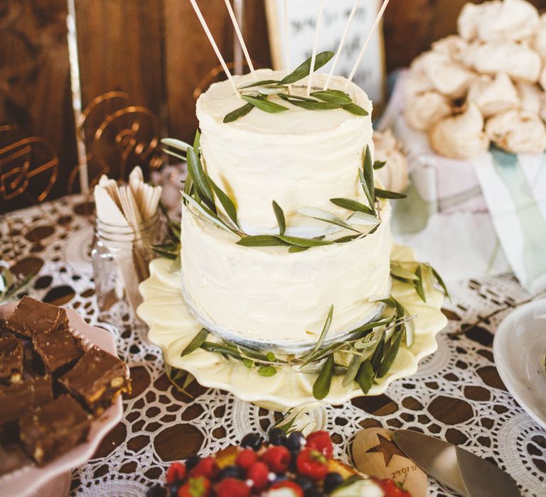 White Buttercream Wedding Cake // Daisy By Halfpenny London For A Boho Barn Wedding In Yorkshire With Decor By Wild At Heart Weddings Images By Photography 34