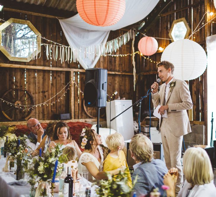 Wedding Speeches // Daisy By Halfpenny London For A Boho Barn Wedding In Yorkshire With Decor By Wild At Heart Weddings Images By Photography 34