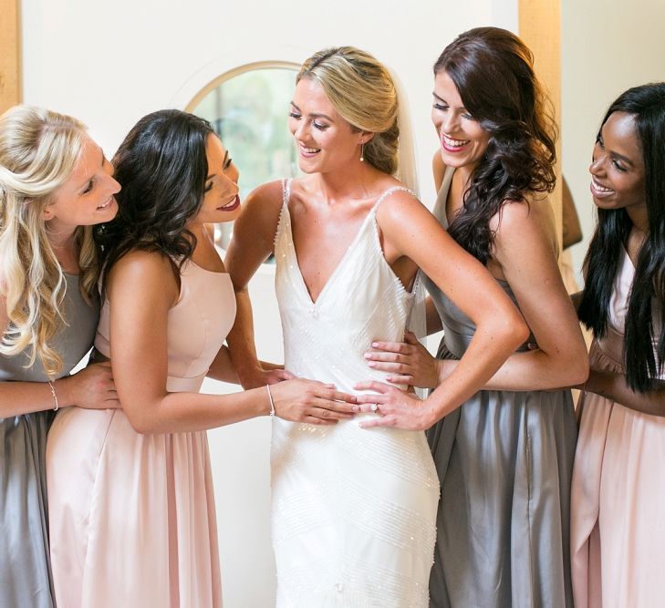 Bride in Anita Massarella Bridal Gown | Bridesmaids in Pastel Pink & Grey Vera Wang Dresses | Anneli Marinovich Photography