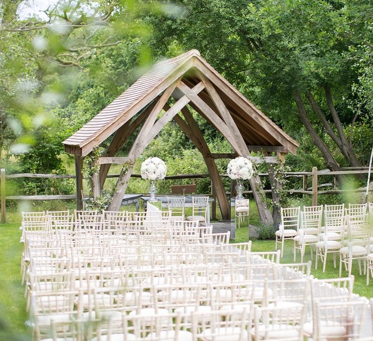 Outdoor Ceremony at Millbridge Court, Surrey | White Hydrangea Flowers | Anneli Marinovich Photography