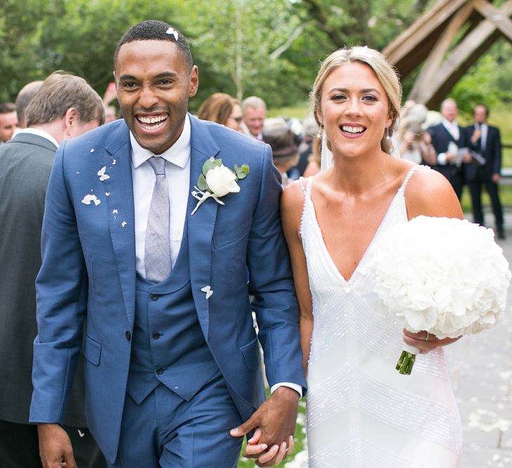 Outdoor Ceremony at Millbridge Court, Surrey | Bride in Anita Massarella Bridal Gown | Groom in Navy Cad and The Dandy Suit | Anneli Marinovich Photography