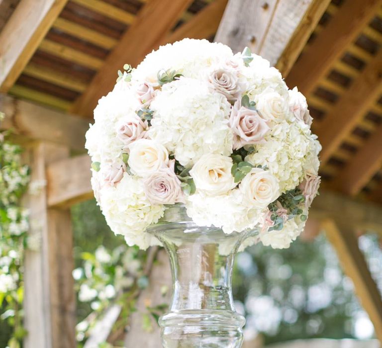 Outdoor Ceremony at Millbridge Court, Surrey | White Hydrangea Flowers | Anneli Marinovich Photography