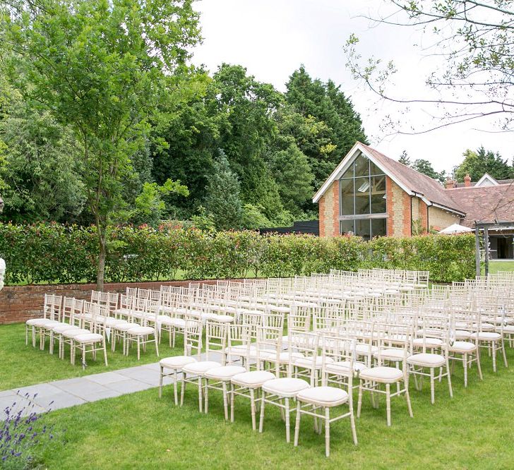 Outdoor Ceremony at Millbridge Court, Surrey | White Hydrangea Flowers | Anneli Marinovich Photography