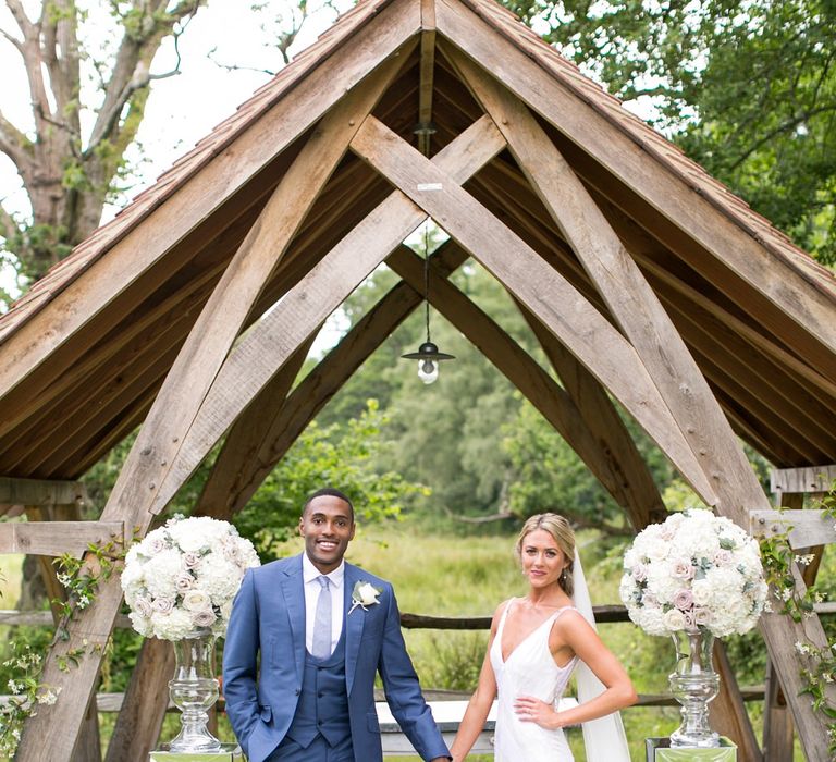 Bride in Anita Massarella Baridal Gown | Groom in Navy Cad and The Dndy Suit | Millbridge Court, Surrey | Anneli Marinovich Photography