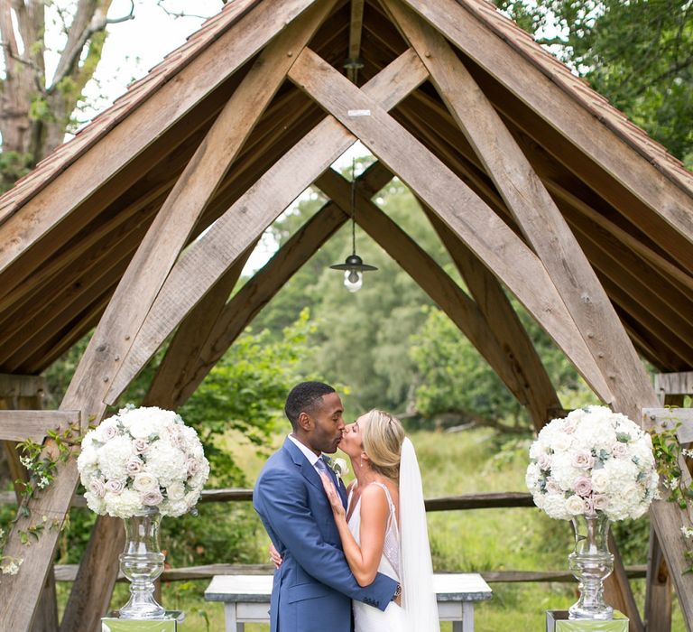 Bride in Anita Massarella Baridal Gown | Groom in Navy Cad and The Dndy Suit | Millbridge Court, Surrey | Anneli Marinovich Photography