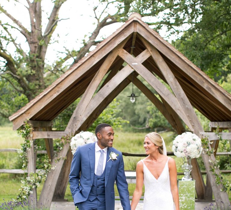 Bride in Anita Massarella Baridal Gown | Groom in Navy Cad and The Dndy Suit | Millbridge Court, Surrey | Anneli Marinovich Photography