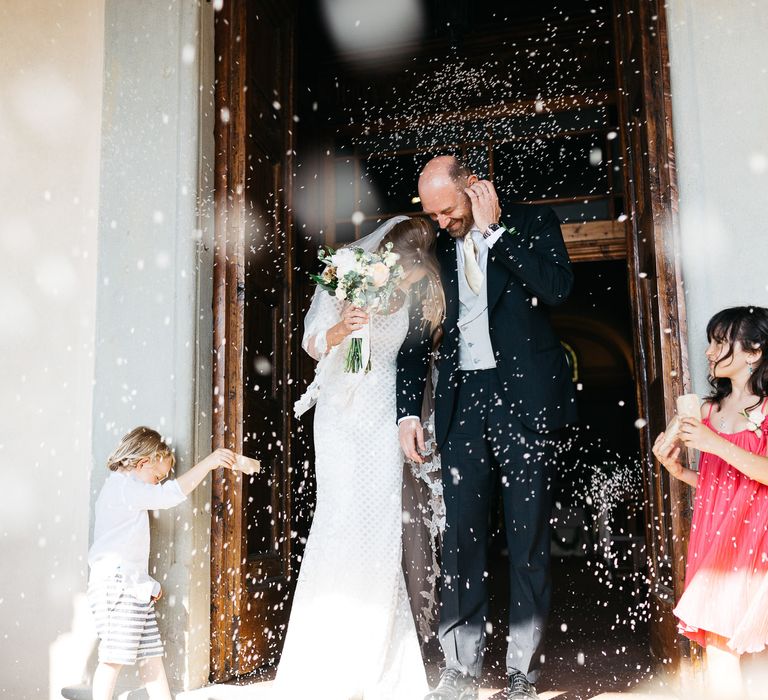 Bride & Groom Church Confetti Exit