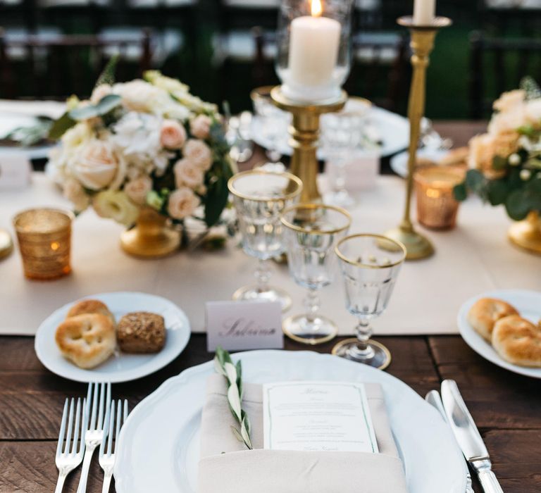 Elegant Peach & Gold Place Setting