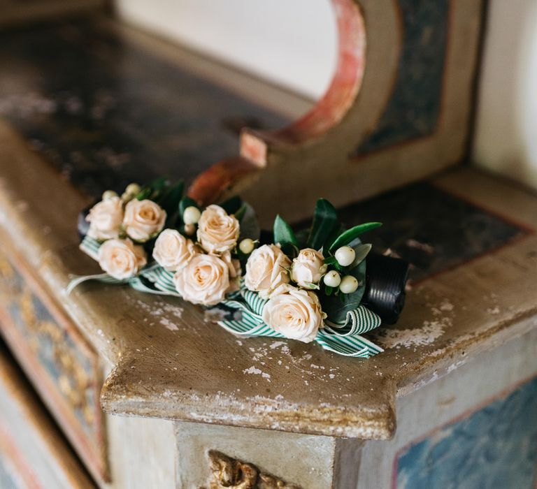 Delicate Peach Rose Bridesmaid Wrist Corsages