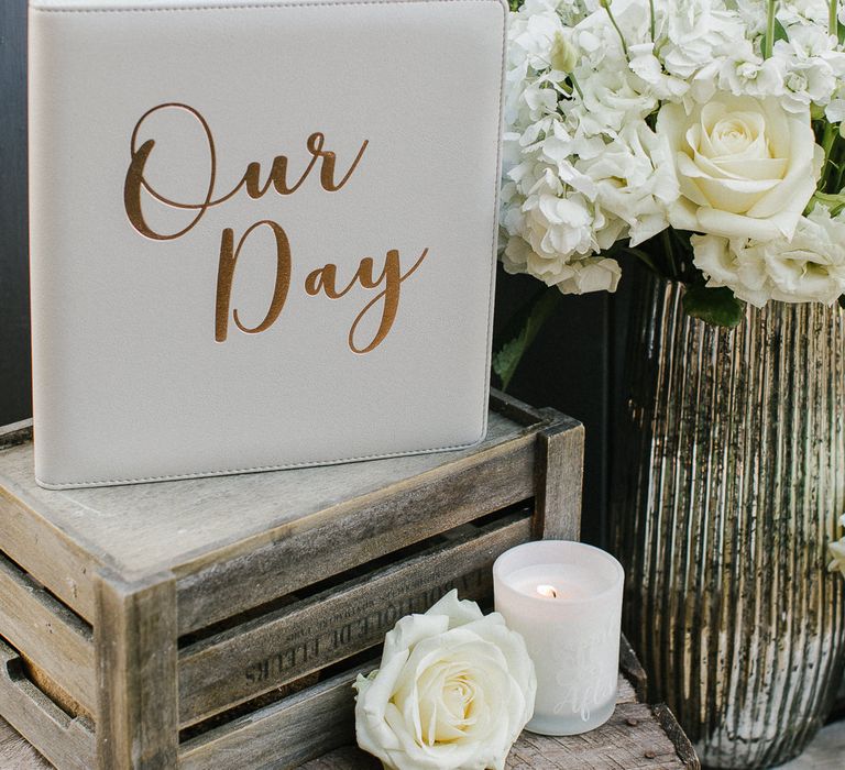 Grey & Gold Wedding Guest Book From Sainsbury's Home // Wedding Details From The Sainsbury’s Home Wedding Collection