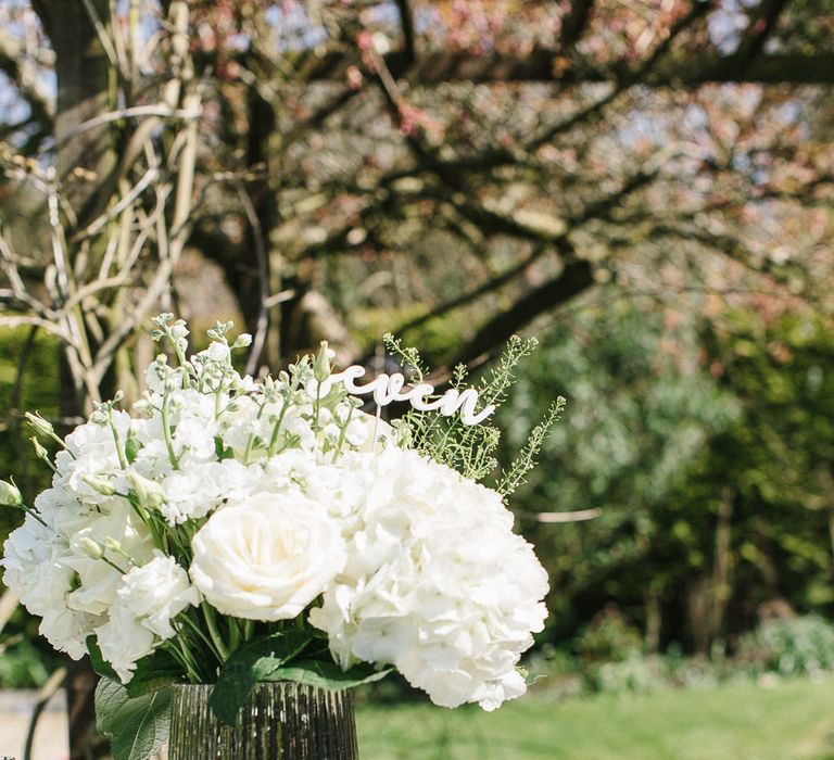 Mercury Vase And White Wooden Wedding Table Number // Wedding Table Details From The Sainsbury’s Home Wedding Collection