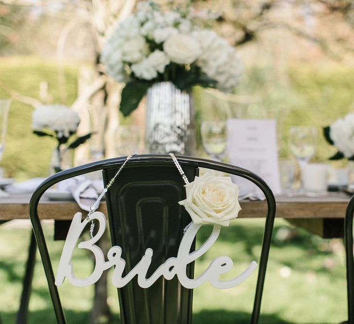 White Wooden 'Bride' & 'Groom' Sign For Wedding // Wedding Table Details From The Sainsbury’s Home Wedding Collection