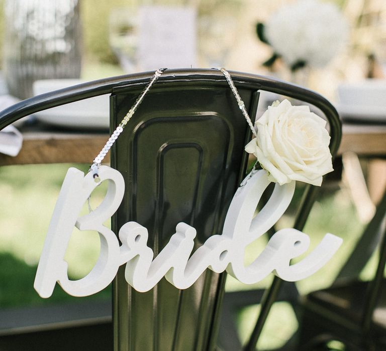 White Wooden 'Bride' & 'Groom' Sign For Wedding // Wedding Table Details From The Sainsbury’s Home Wedding Collection