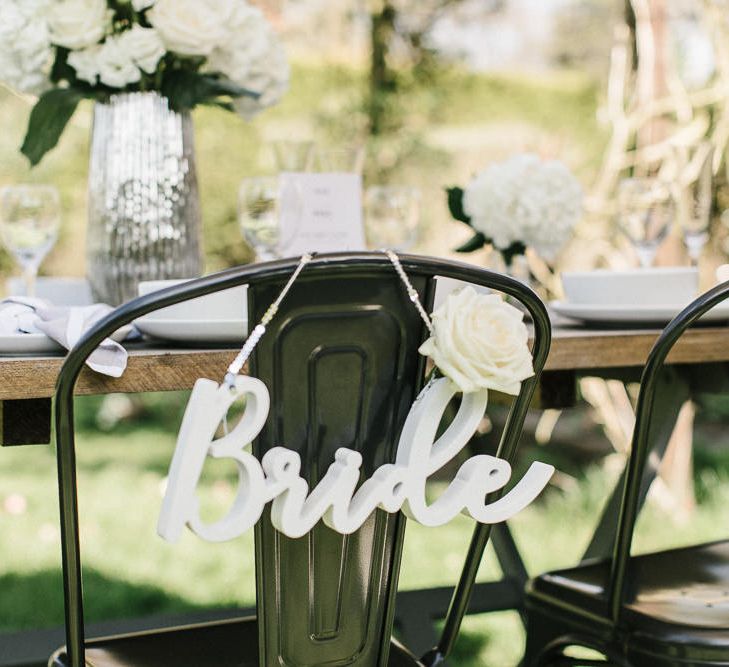 White Wooden 'Bride' & 'Groom' Sign For Wedding // Wedding Table Details From The Sainsbury’s Home Wedding Collection