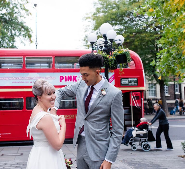 Red Double Decker Bus | Islington Town Hall Wedding Ceremony | Babb Photo